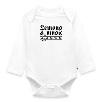Lemons and Music Notes Musician Clef Lemonade - Organic Longsleeve Baby Bodysuit - white - Front