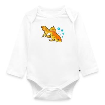 Goldfish Aquaristics Hobby Süße Fische - Baby Bio-Langarm-Body - Weiß - Vorne