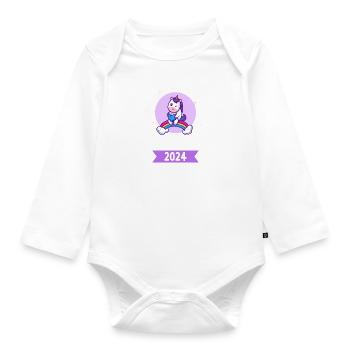 Schulkind 2024 Einhorn 1. Klasse Herz Einschulung - Baby Bio-Langarm-Body - Weiß - Vorne