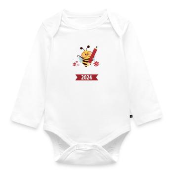Schulkind 2024 Einhorn 1. Klasse Biene Einschulung - Baby Bio-Langarm-Body - Weiß - Vorne