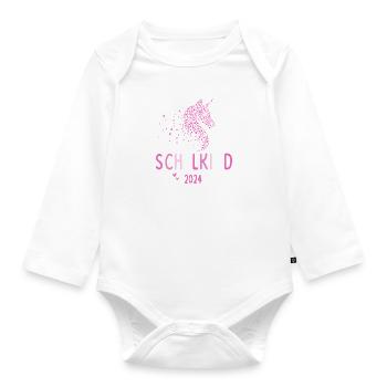 Schulkind 2024 Einhorn 1. Klasse Herz Einschulung - Baby Bio-Langarm-Body - Weiß - Vorne