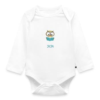 Schulkind 2024 Einhorn 1. Klasse Eule Einschulung - Baby Bio-Langarm-Body - Weiß - Vorne