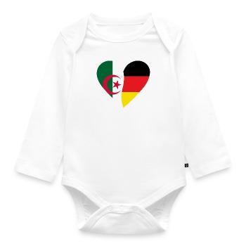 Algeria Germany Heart - Baby Bio-Langarm-Body - Weiß - Vorne