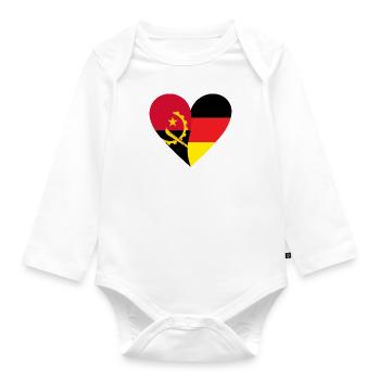 Angola Germany Heart - Baby Bio-Langarm-Body - Weiß - Vorne