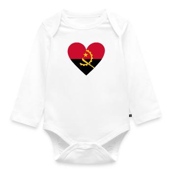 Angola Heart - Organic Longsleeve Baby Bodysuit - white - Front