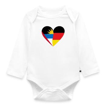 Antigua and Barbuda Germany Heart - Organic Longsleeve Baby Bodysuit - white - Front