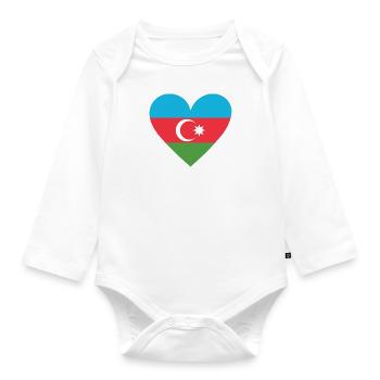 Azerbaijan Heart - Baby Bio-Langarm-Body - Weiß - Vorne