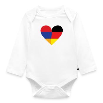 Arménie Allemagne Cœur - Body Bébé bio manches longues - blanc - Devant