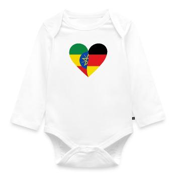 Ethiopia Germany Heart - Baby Bio-Langarm-Body - Weiß - Vorne