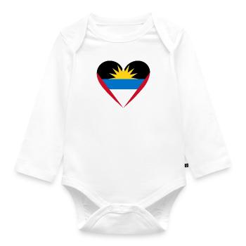 Antigua and Barbuda Heart - Organic Longsleeve Baby Bodysuit - white - Front