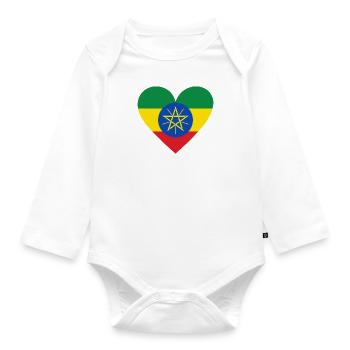 Ethiopia Heart - Organic Longsleeve Baby Bodysuit - white - Front