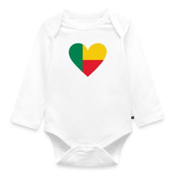 Benin Heart - Organic Longsleeve Baby Bodysuit - white - Front
