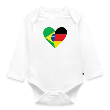 Brazil Germany Heart - Baby Bio-Langarm-Body - Weiß - Vorne