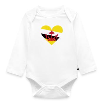 Brunei Heart - Organic Longsleeve Baby Bodysuit - white - Front