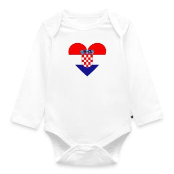 Croatia Heart - Baby Bio-Langarm-Body - Weiß - Vorne