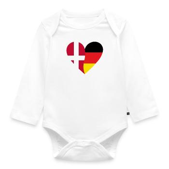 Denmark Germany Heart - Organic Longsleeve Baby Bodysuit - white - Front