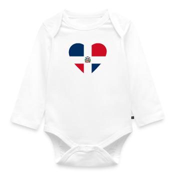 Dominican Republic Heart - Organic Longsleeve Baby Bodysuit - white - Front