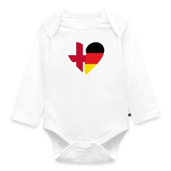 Angleterre Allemagne Cœur - Body Bébé bio manches longues - blanc - Devant
