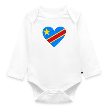 Democratic Republic of the Congo Heart - Organic Longsleeve Baby Bodysuit - white - Front