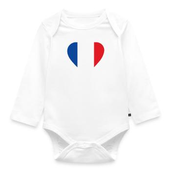 France Heart - Organic Longsleeve Baby Bodysuit - white - Front