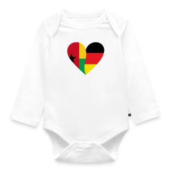 Guinea-Bissau Germany Heart - Organic Longsleeve Baby Bodysuit - white - Front