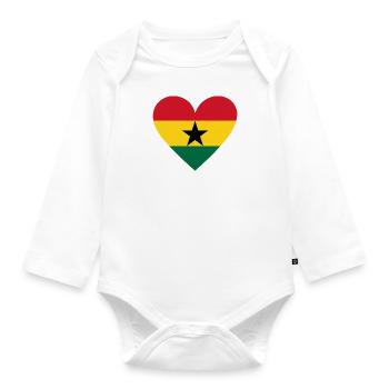 Ghana Heart - Baby Bio-Langarm-Body - Weiß - Vorne