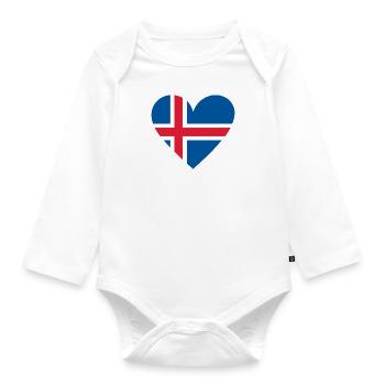Iceland Heart - Organic Longsleeve Baby Bodysuit - white - Front