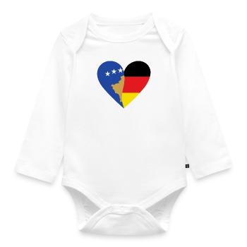 Kosovo Germany Heart - Baby Bio-Langarm-Body - Weiß - Vorne