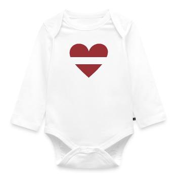 Latvia Heart - Baby Bio-Langarm-Body - Weiß - Vorne