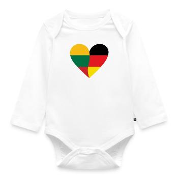 Lithuania Germany Heart - Organic Longsleeve Baby Bodysuit - white - Front