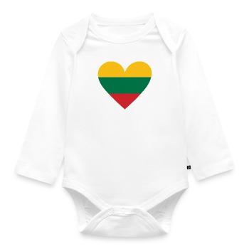 Lithuania Heart - Baby Bio-Langarm-Body - Weiß - Vorne