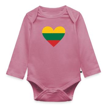 Lithuania Heart - Organic Longsleeve Baby Bodysuit - mauve - Front