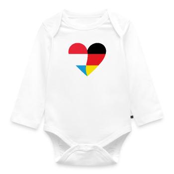 Luxembourg, Allemagne, Cœur - Body Bébé bio manches longues - blanc - Devant