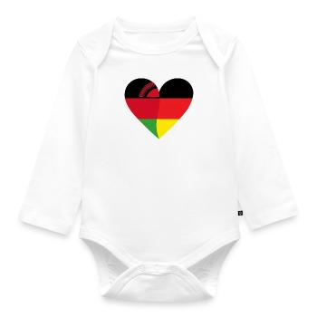 Malawi Germany Heart - Organic Longsleeve Baby Bodysuit - white - Front
