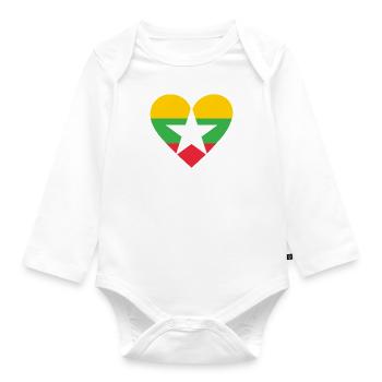Myanmar Heart - Baby Bio-Langarm-Body - Weiß - Vorne