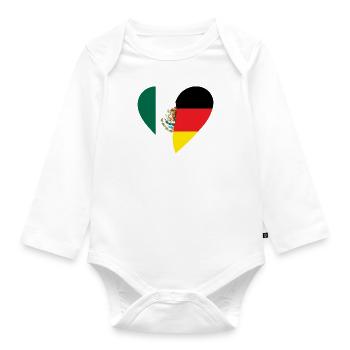 Mexico Germany Heart - Organic Longsleeve Baby Bodysuit - white - Front