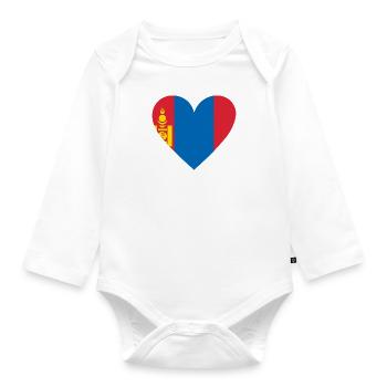 Mongolia Heart - Baby Bio-Langarm-Body - Weiß - Vorne