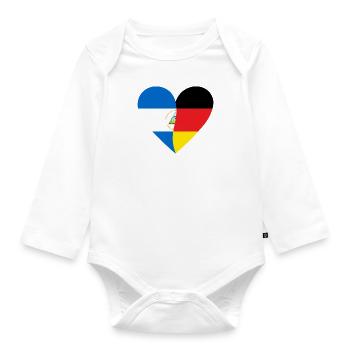 Nicaragua Germany Heart - Organic Longsleeve Baby Bodysuit - white - Front