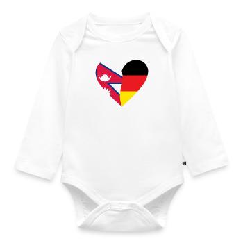 Népal Allemagne Cœur - Body Bébé bio manches longues - blanc - Devant