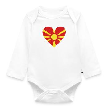 Macédoine du Nord Cœur - Body Bébé bio manches longues - blanc - Devant
