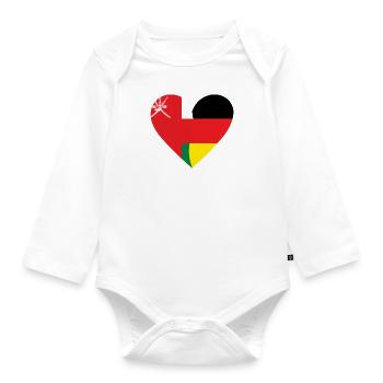 Oman Germany Heart - Organic Longsleeve Baby Bodysuit - white - Front