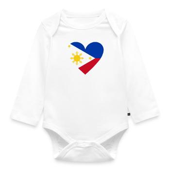 Philippines Heart - Organic Longsleeve Baby Bodysuit - white - Front