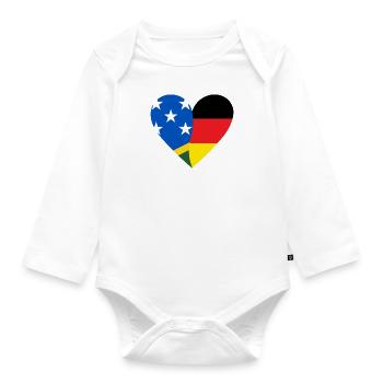 Solomon Islands Germany Heart - Organic Longsleeve Baby Bodysuit - white - Front