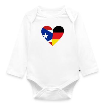 Puerto Rico Germany Heart - Baby Bio-Langarm-Body - Weiß - Vorne