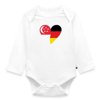 Singapour Allemagne Cœur - Body Bébé bio manches longues - blanc - Devant