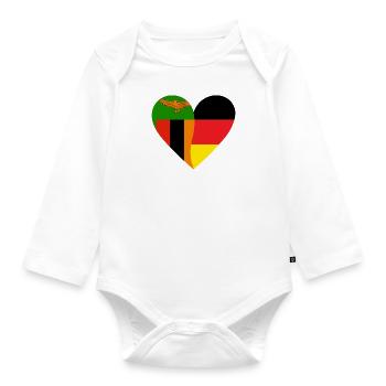 Zambia Germany Heart - Baby Bio-Langarm-Body - Weiß - Vorne