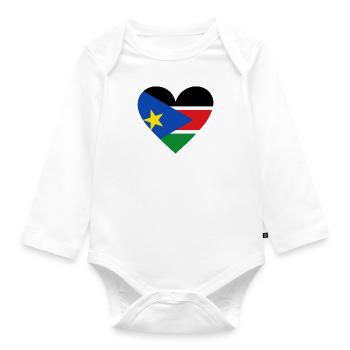 South Sudan Heart - Baby Bio-Langarm-Body - Weiß - Vorne