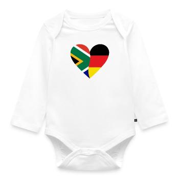 South Africa Germany Heart - Organic Longsleeve Baby Bodysuit - white - Front