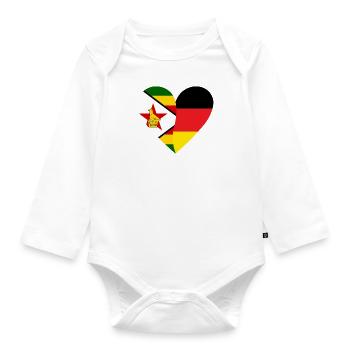 Zimbabwe Allemagne Cœur - Body Bébé bio manches longues - blanc - Devant