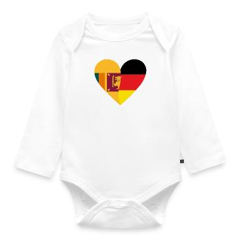 Sri Lanka Germany Heart - Baby Bio-Langarm-Body - Weiß - Vorne